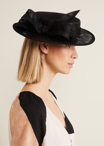 Phase Eight Mini Bow Boater Fascinator Hats Black USA | 3175629-JC